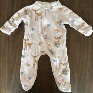 Burt's Bees Baby Pink Floral Deer Footie